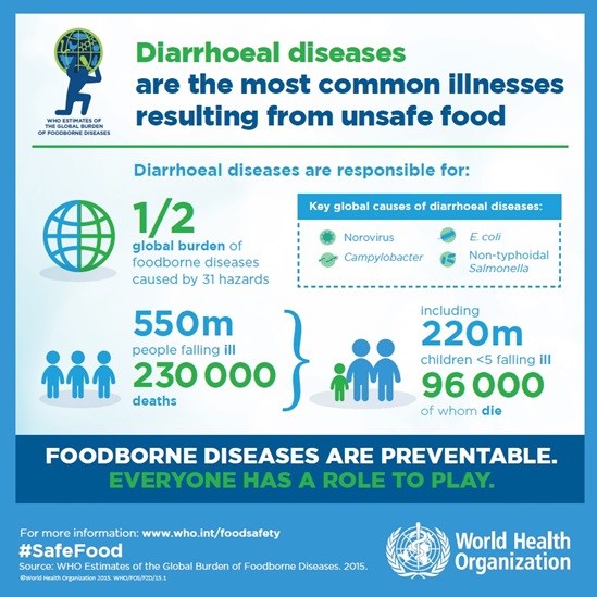 Diarrhoel diseases are the most illnesses resulting from unsafe food infographics