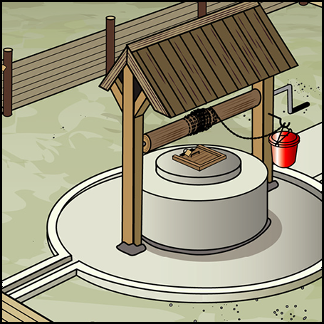 Dug well with a windlass