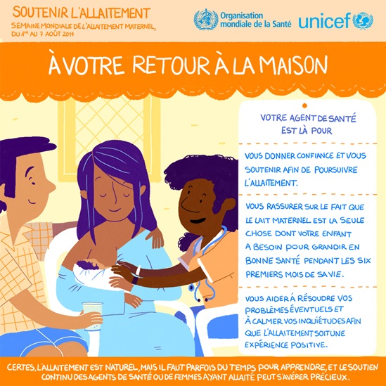 French WHO breastfeeding support 2014 - When you go home infographic